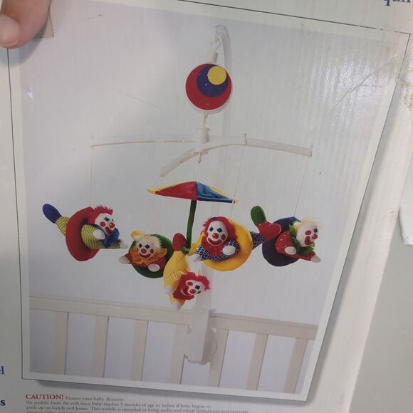 Vintage Pansy Ellen 1992 Plush Clown Crib Mobile Trapeze Clowns Infant Baby - Picture 3 of 3